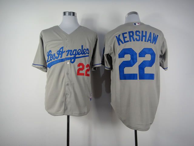 Men Los Angeles Dodgers #22 Kershaw Grey MLB Jerseys->los angeles dodgers->MLB Jersey